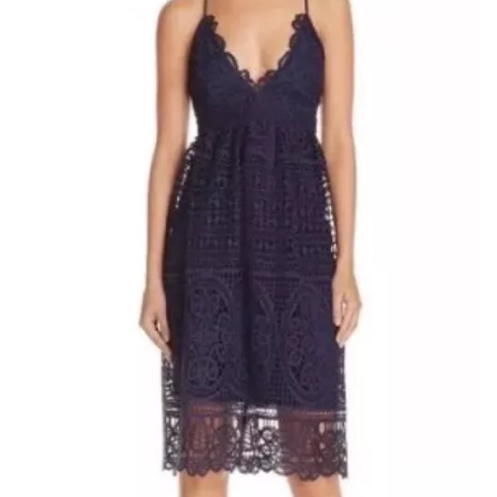 Bardot French Navy Strap Knee Length Dress New